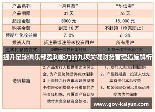 提升足球俱乐部盈利能力的九项关键财务管理措施解析